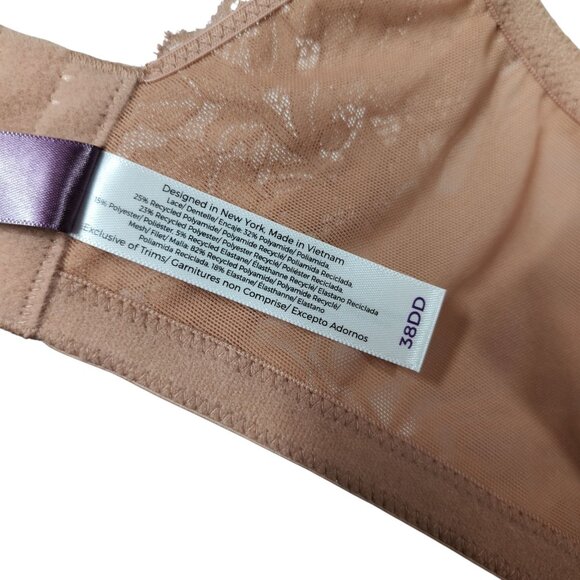 Adore Me Underwire Padded Lined Pushup Bra Beige Floral Lace Size 38DD - Picture 10 of 10